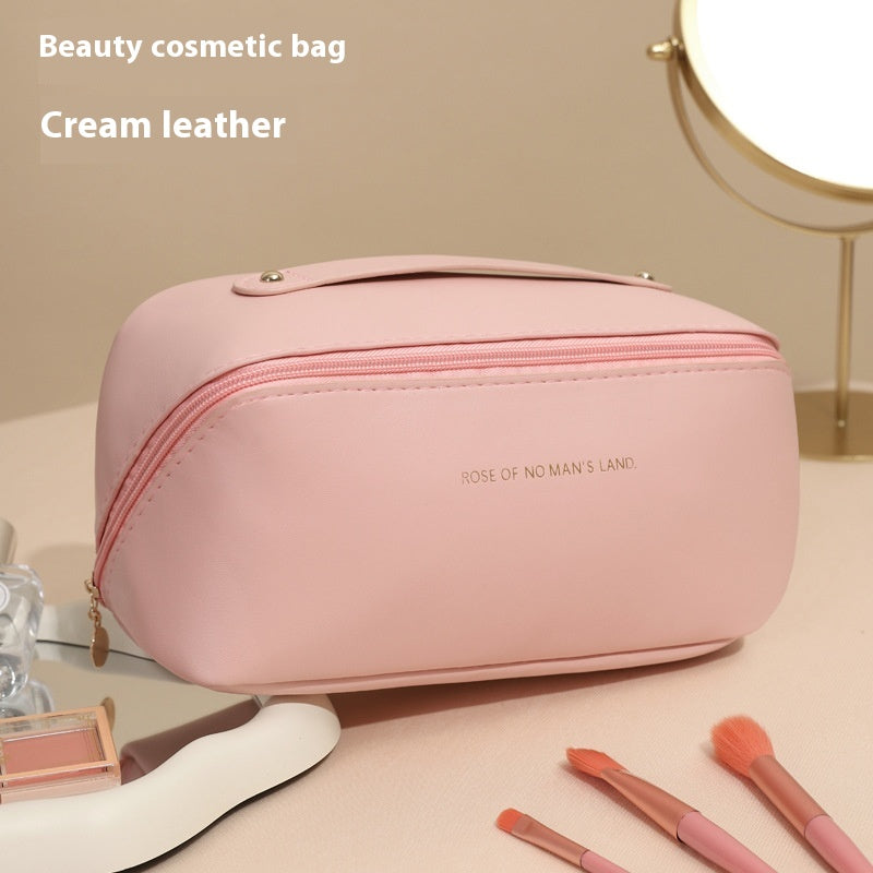Portable Travel Large Capacity Polyurethane Pillow Cosmetic Bag