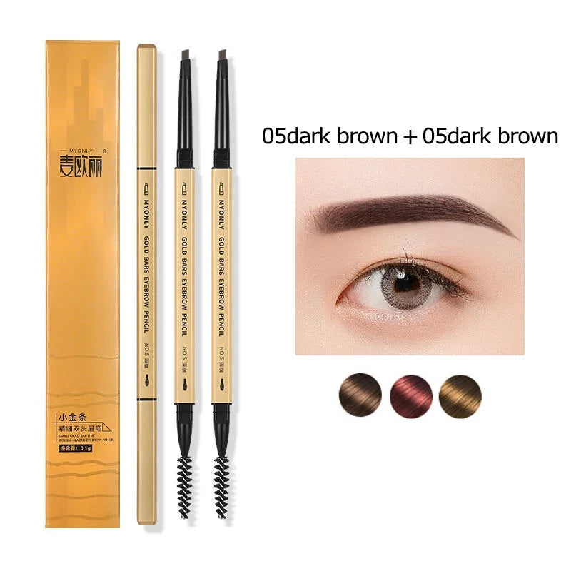 Ultra-Fine Double-Ended Eyebrow Pencil with Triangle Tip & Brow Brush – Long-Lasting Natural Brows