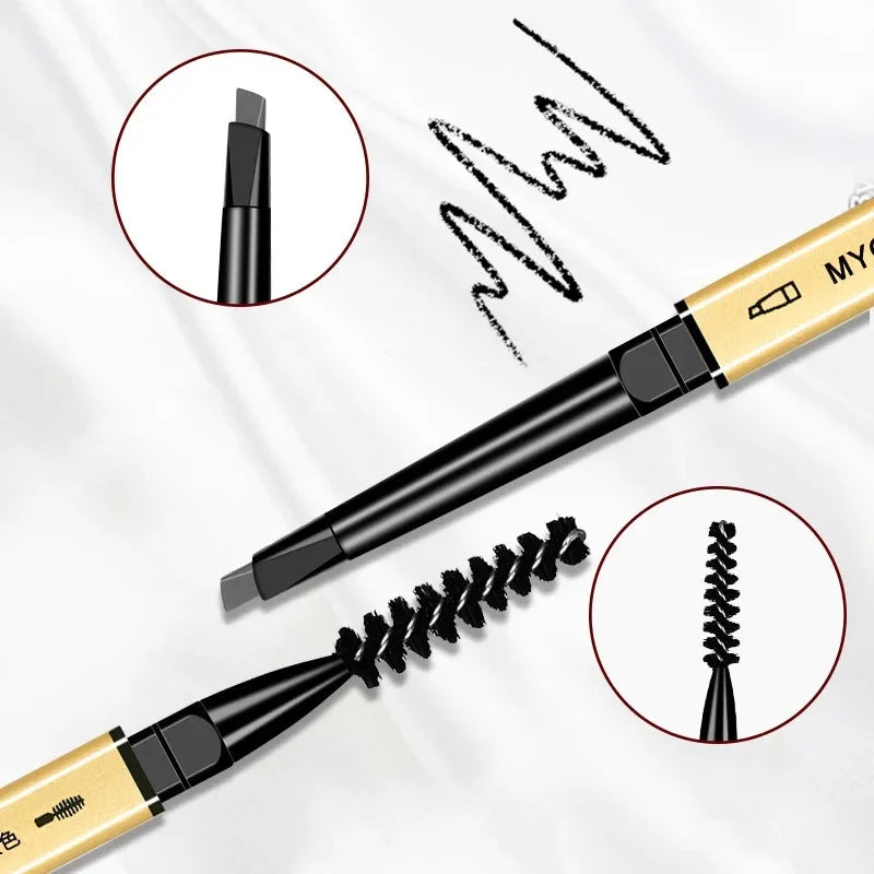 Ultra-Fine Double-Ended Eyebrow Pencil with Triangle Tip & Brow Brush – Long-Lasting Natural Brows