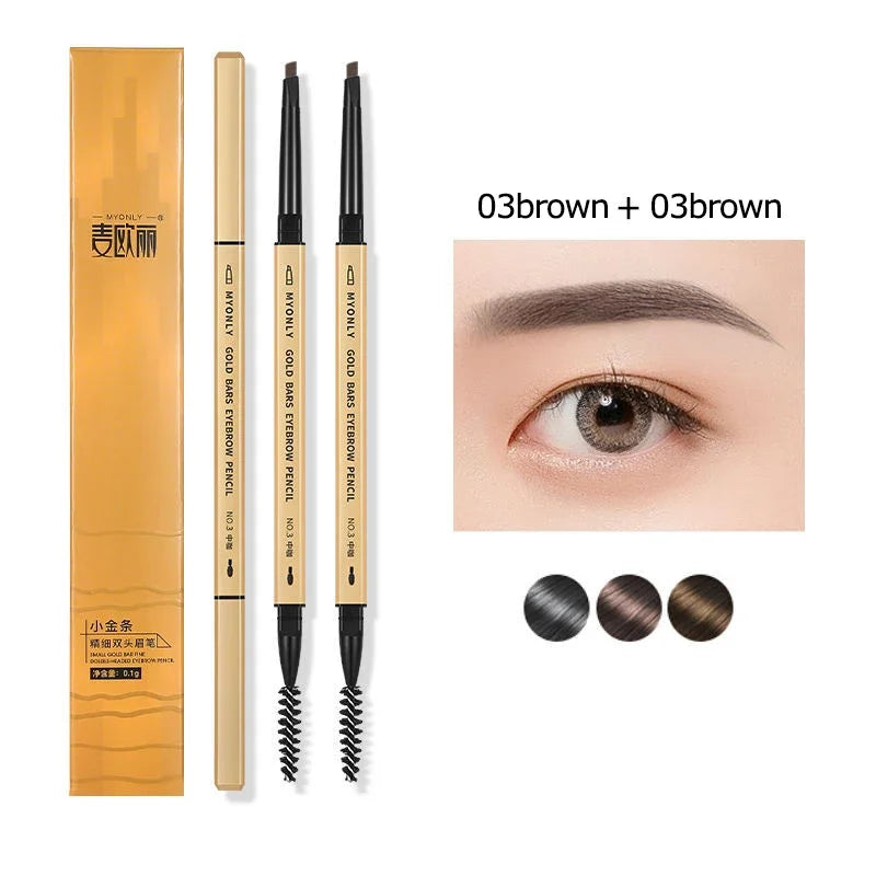 Ultra-Fine Double-Ended Eyebrow Pencil with Triangle Tip & Brow Brush – Long-Lasting Natural Brows