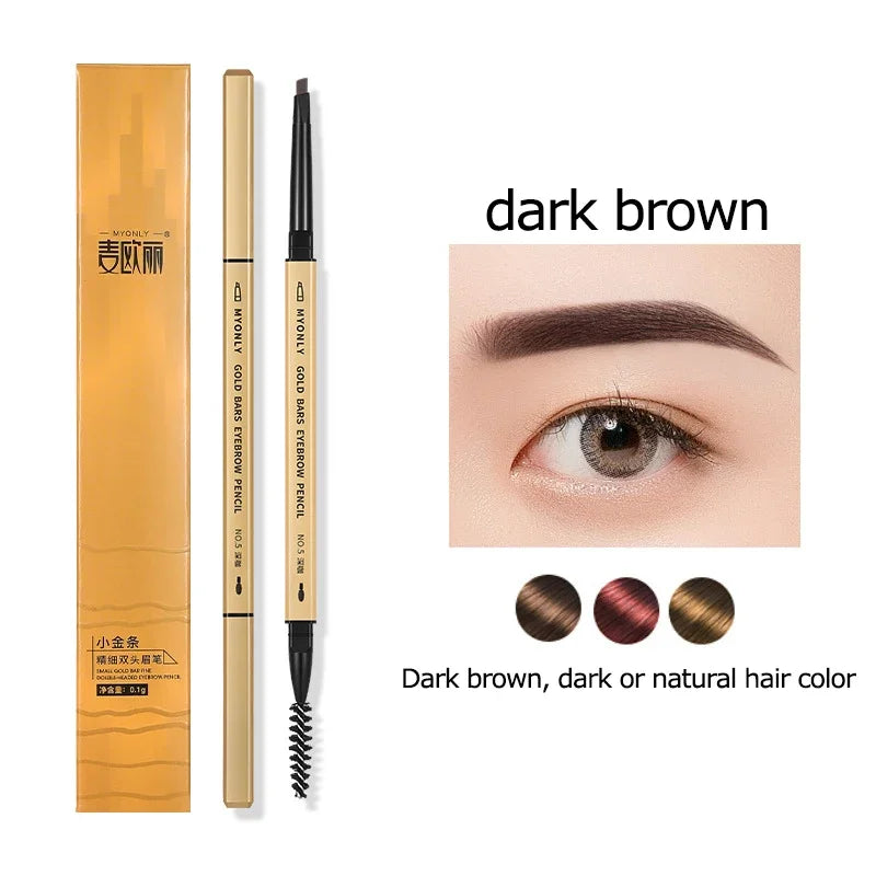 Ultra-Fine Double-Ended Eyebrow Pencil with Triangle Tip & Brow Brush – Long-Lasting Natural Brows