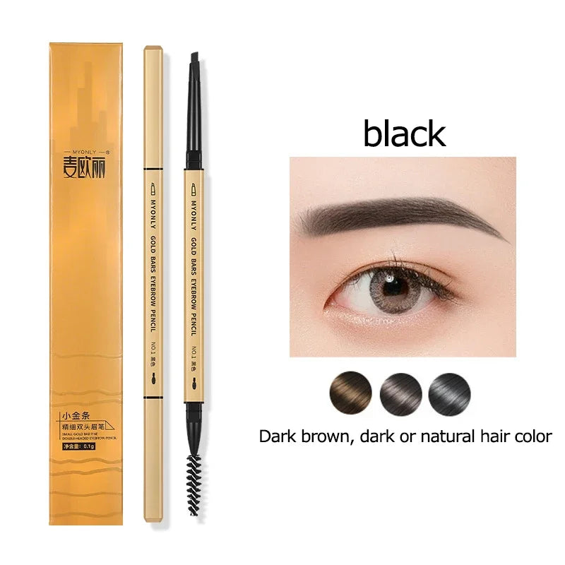 Ultra-Fine Double-Ended Eyebrow Pencil with Triangle Tip & Brow Brush – Long-Lasting Natural Brows