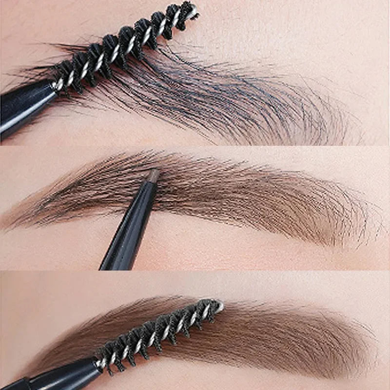 Ultra-Fine Double-Ended Eyebrow Pencil with Triangle Tip & Brow Brush – Long-Lasting Natural Brows