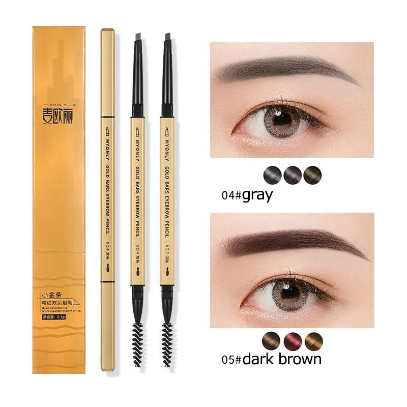 Ultra-Fine Double-Ended Eyebrow Pencil with Triangle Tip & Brow Brush – Long-Lasting Natural Brows