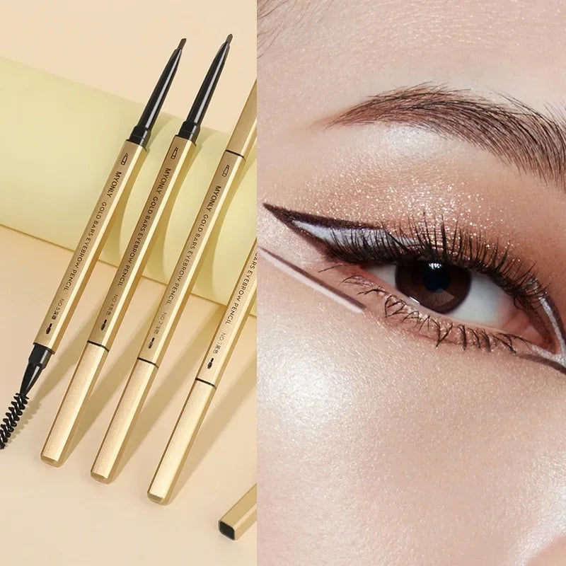 Ultra-Fine Double-Ended Eyebrow Pencil with Triangle Tip & Brow Brush – Long-Lasting Natural Brows