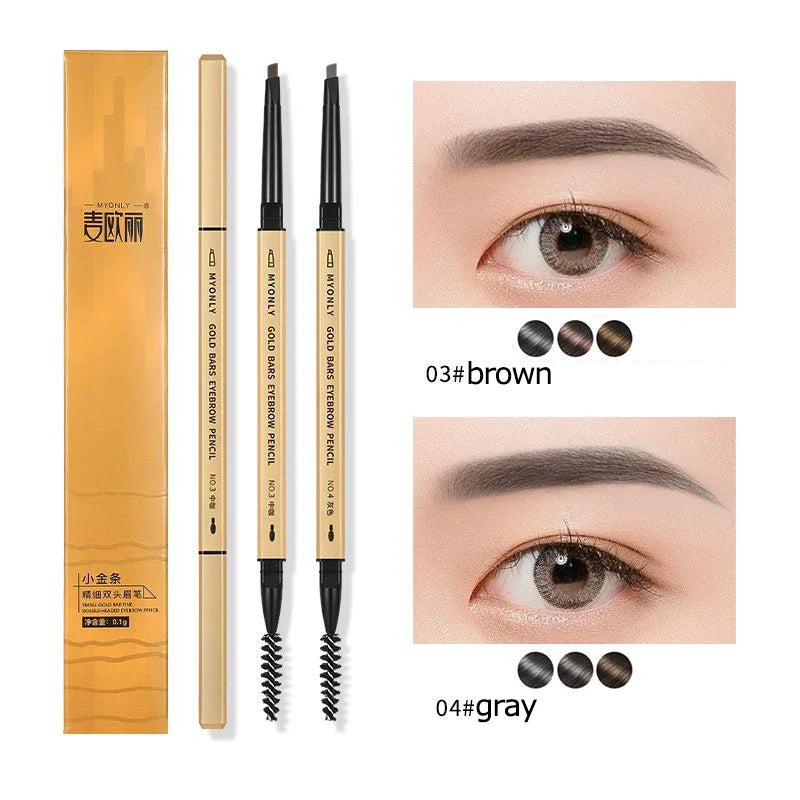 Ultra-Fine Double-Ended Eyebrow Pencil with Triangle Tip & Brow Brush – Long-Lasting Natural Brows