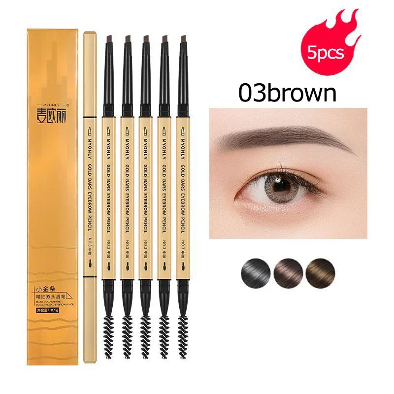 Ultra-Fine Double-Ended Eyebrow Pencil with Triangle Tip & Brow Brush – Long-Lasting Natural Brows
