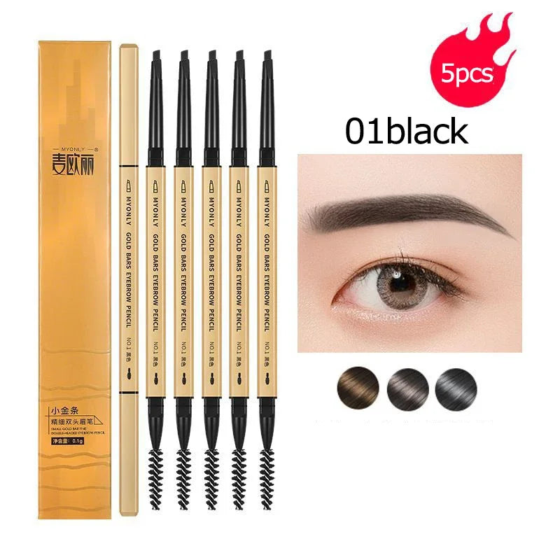 Ultra-Fine Double-Ended Eyebrow Pencil with Triangle Tip & Brow Brush – Long-Lasting Natural Brows
