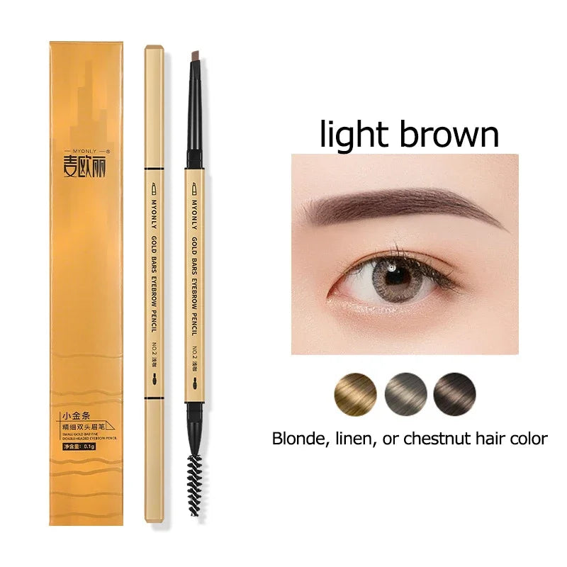 Ultra-Fine Double-Ended Eyebrow Pencil with Triangle Tip & Brow Brush – Long-Lasting Natural Brows
