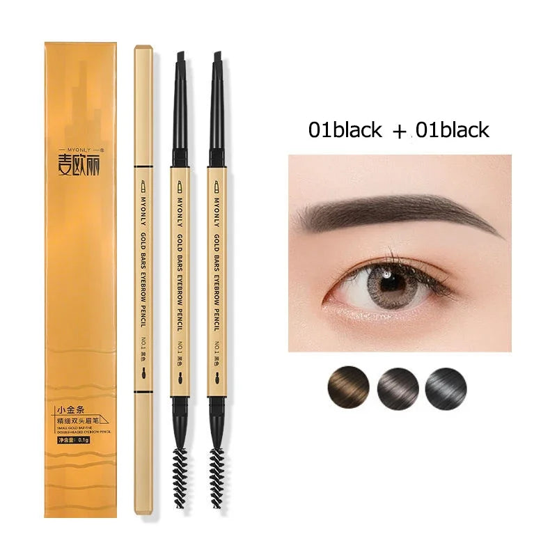 Ultra-Fine Double-Ended Eyebrow Pencil with Triangle Tip & Brow Brush – Long-Lasting Natural Brows