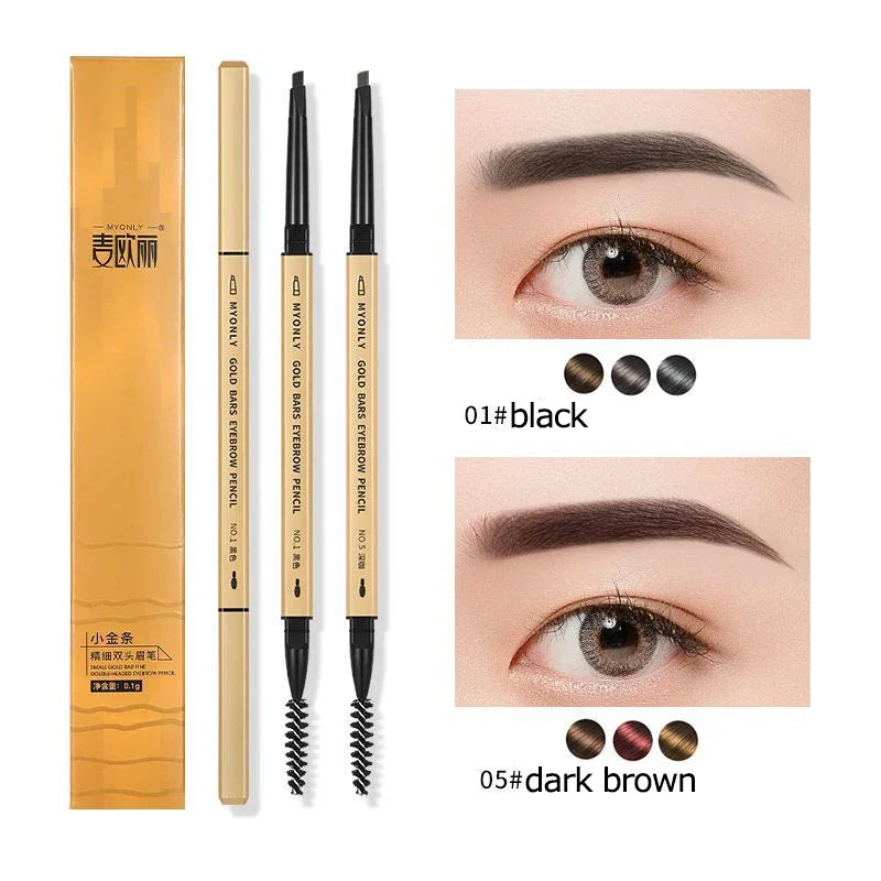 Ultra-Fine Double-Ended Eyebrow Pencil with Triangle Tip & Brow Brush – Long-Lasting Natural Brows