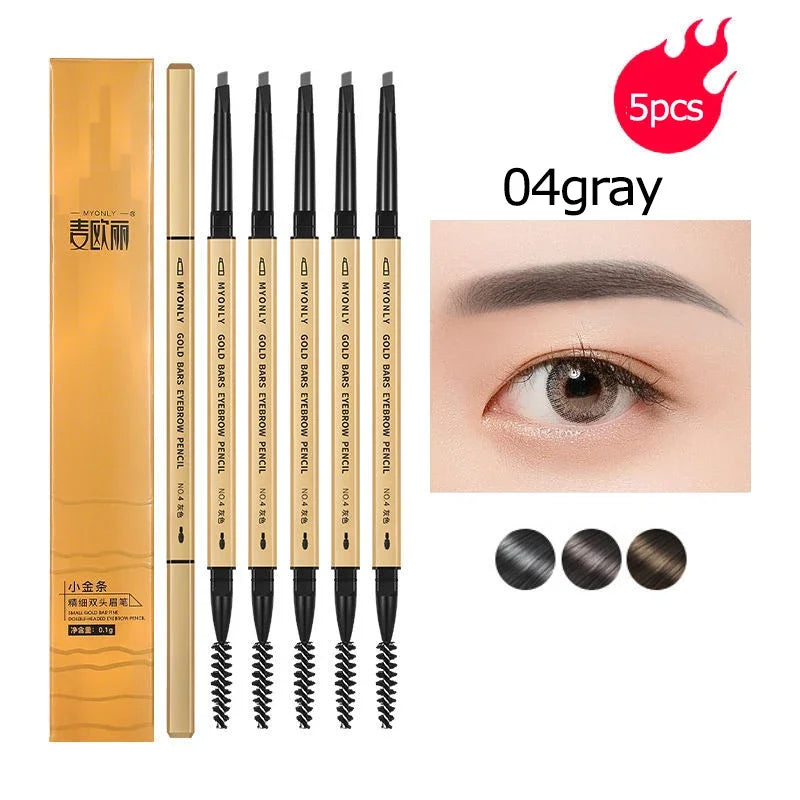 Ultra-Fine Double-Ended Eyebrow Pencil with Triangle Tip & Brow Brush – Long-Lasting Natural Brows