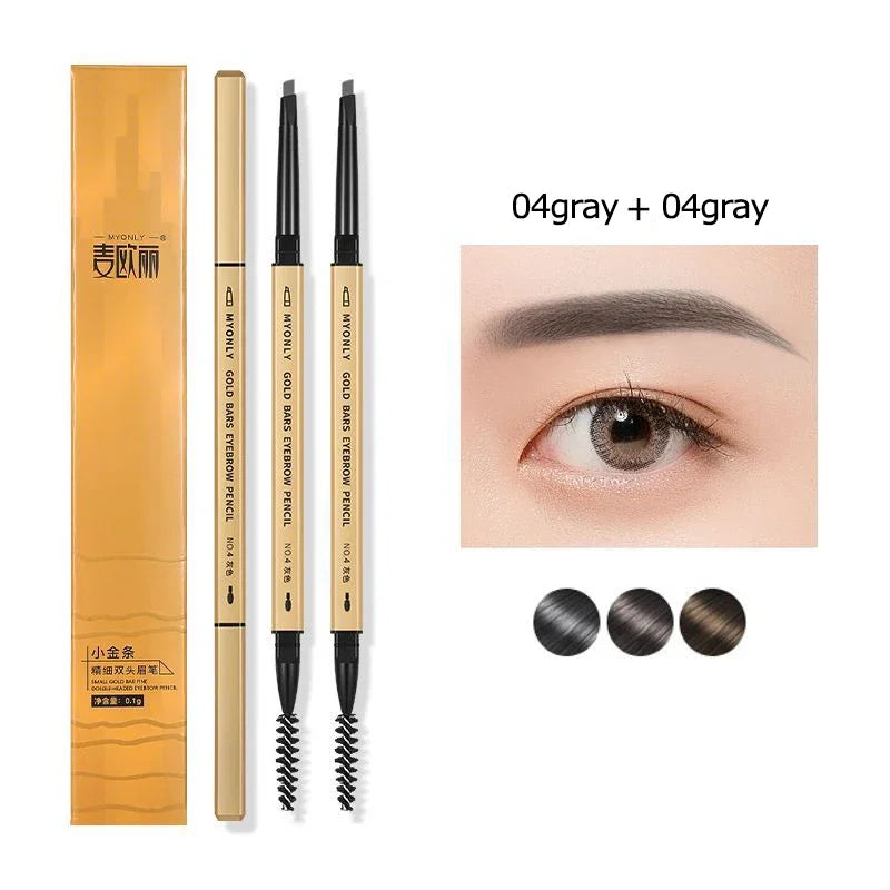 Ultra-Fine Double-Ended Eyebrow Pencil with Triangle Tip & Brow Brush – Long-Lasting Natural Brows