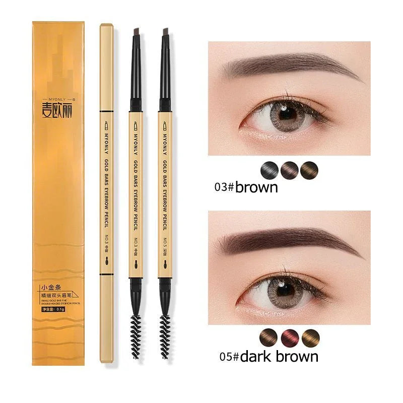 Ultra-Fine Double-Ended Eyebrow Pencil with Triangle Tip & Brow Brush – Long-Lasting Natural Brows