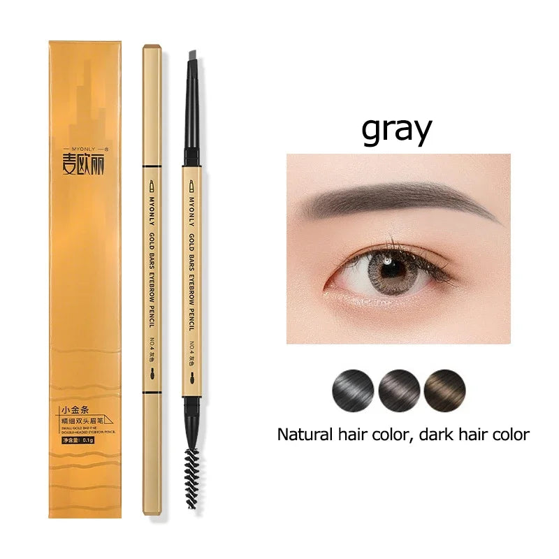 Ultra-Fine Double-Ended Eyebrow Pencil with Triangle Tip & Brow Brush – Long-Lasting Natural Brows