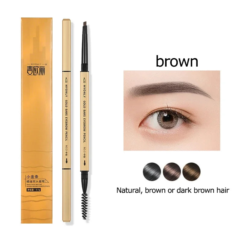 Ultra-Fine Double-Ended Eyebrow Pencil with Triangle Tip & Brow Brush – Long-Lasting Natural Brows