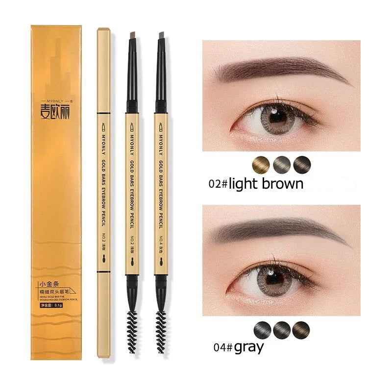 Ultra-Fine Double-Ended Eyebrow Pencil with Triangle Tip & Brow Brush – Long-Lasting Natural Brows
