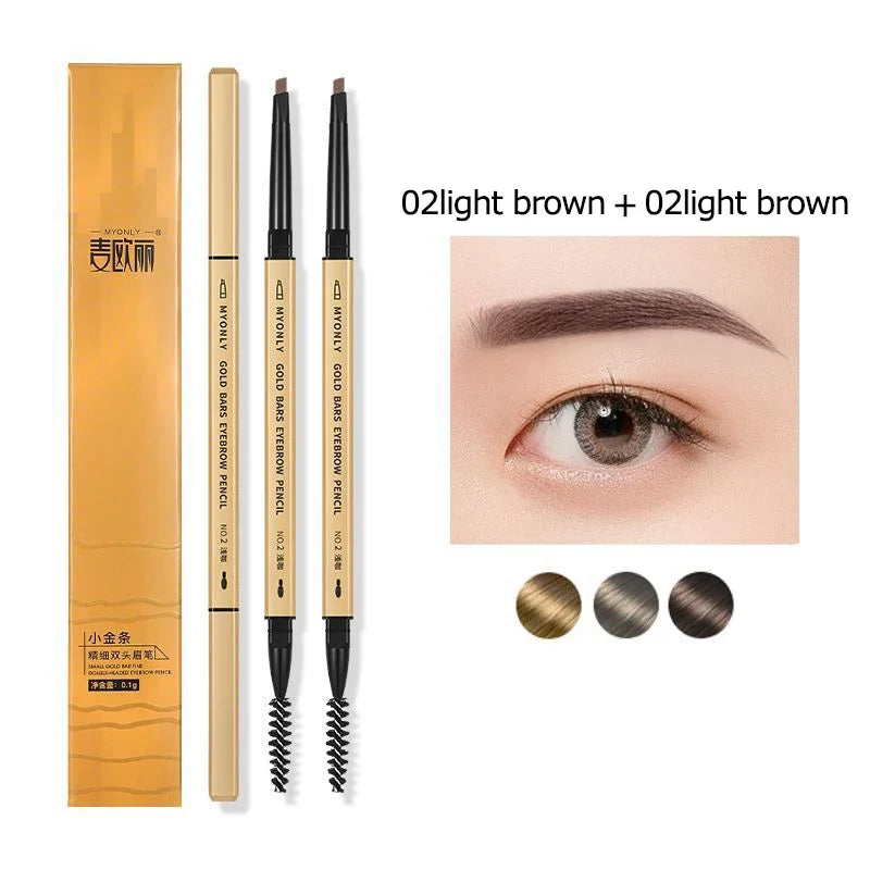 Ultra-Fine Double-Ended Eyebrow Pencil with Triangle Tip & Brow Brush – Long-Lasting Natural Brows