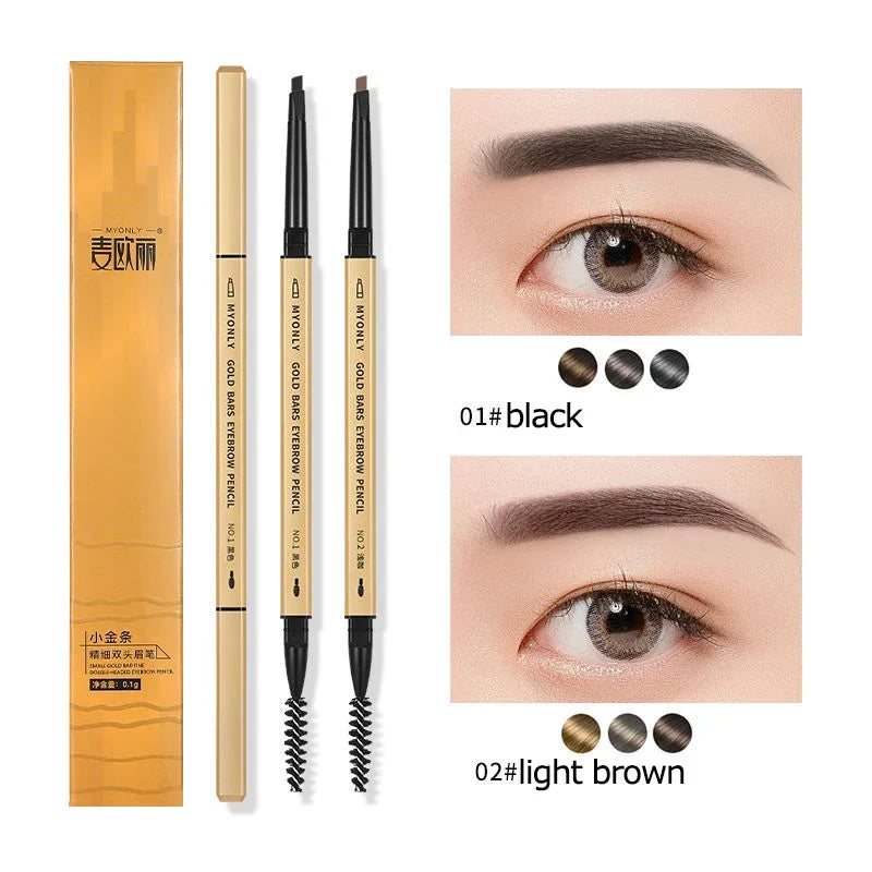 Ultra-Fine Double-Ended Eyebrow Pencil with Triangle Tip & Brow Brush – Long-Lasting Natural Brows